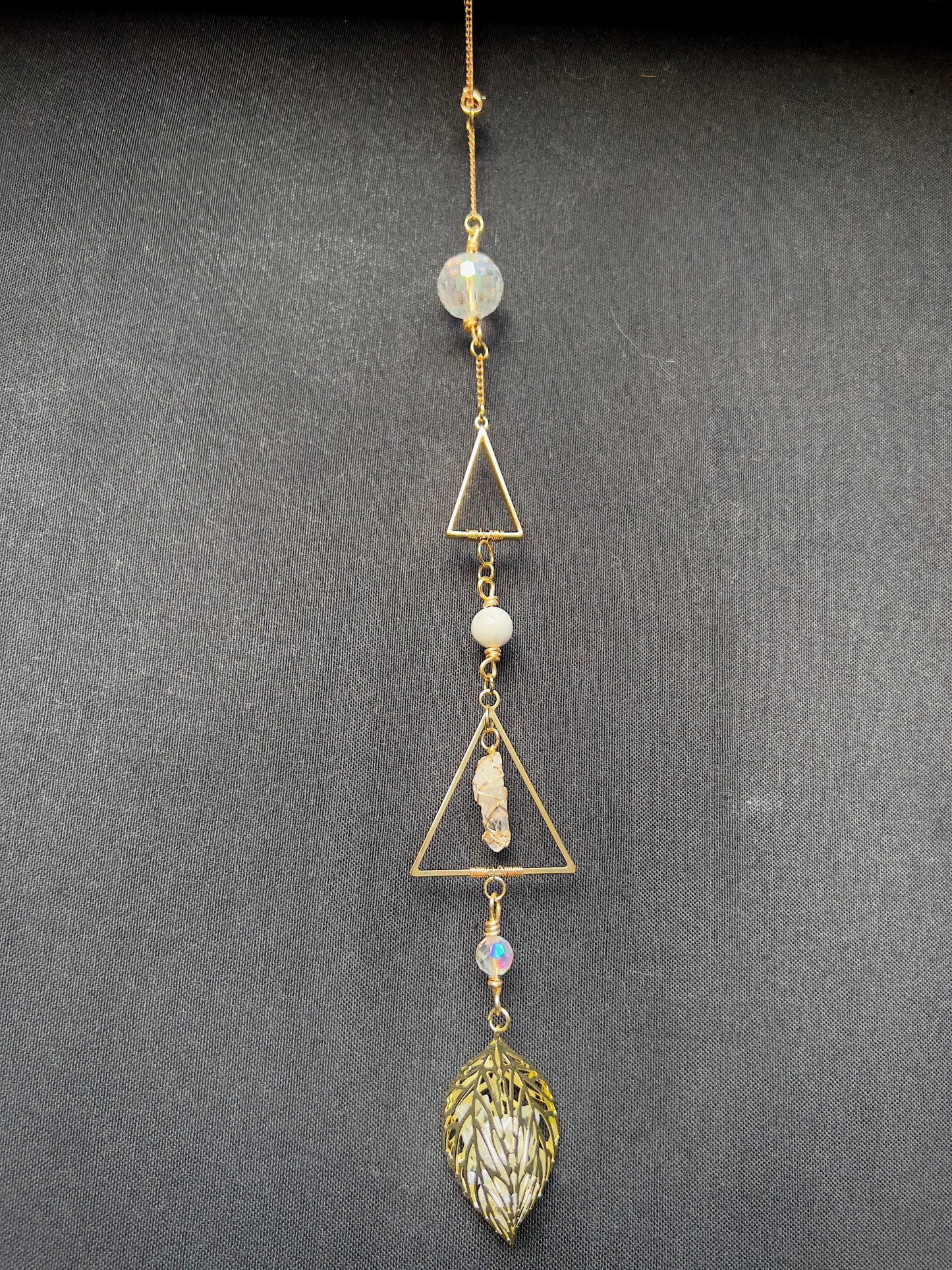 LUXE Charm - Gold Leaf w/ Clear Quartz - Charm