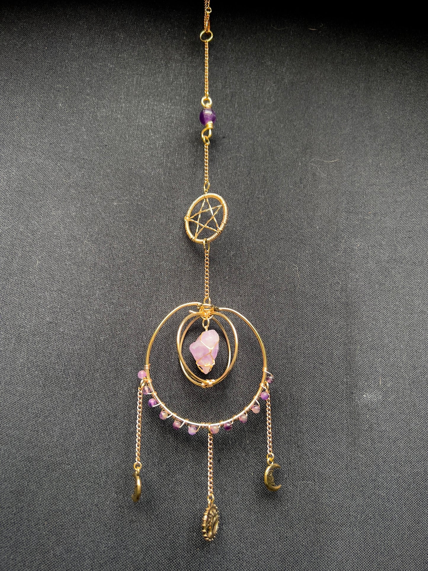 LUXE Charm - Gold Pentacle w/ Amethyst