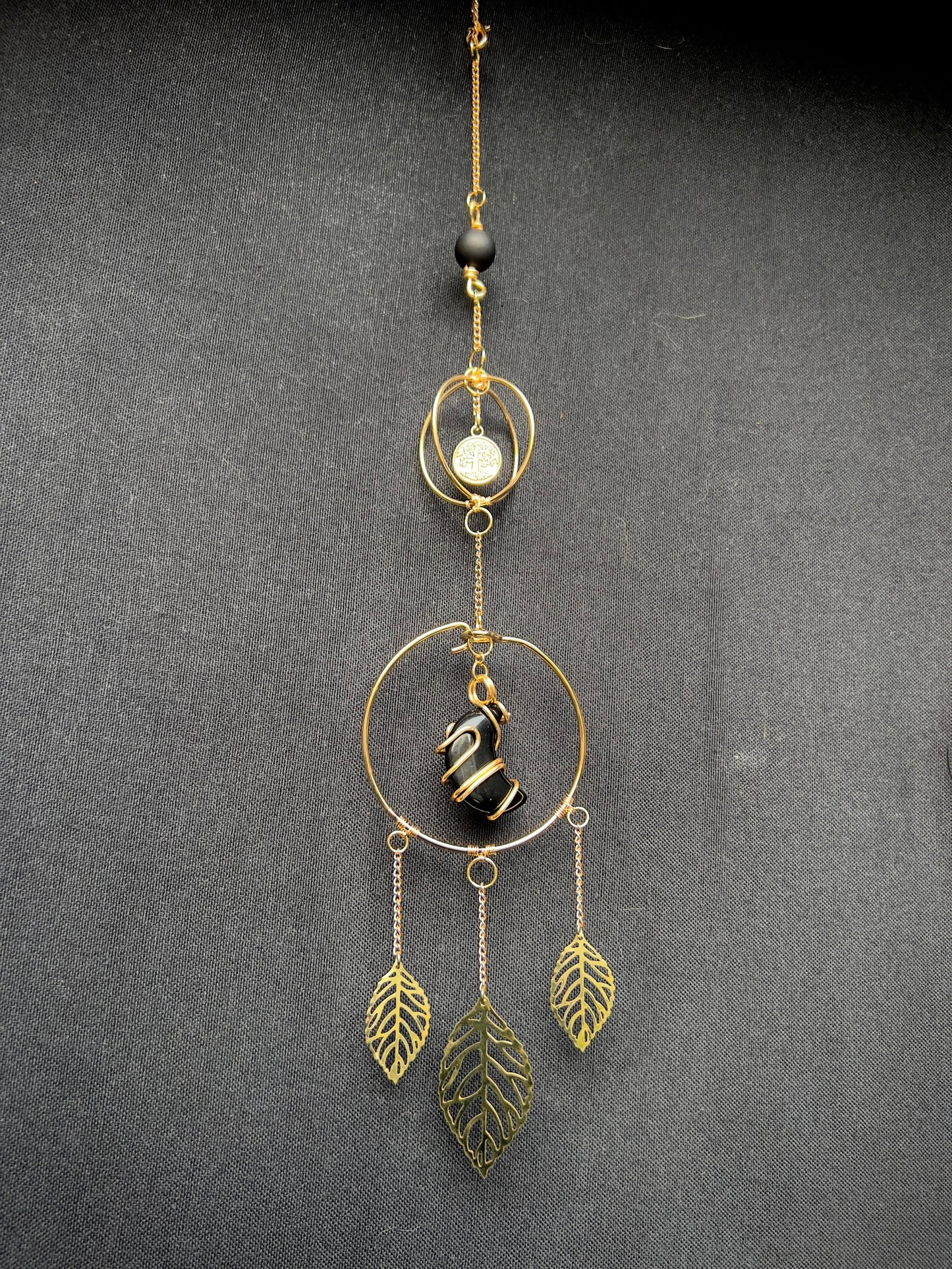 LUXE Charm - Gold Tree of Life w/ Onyx
