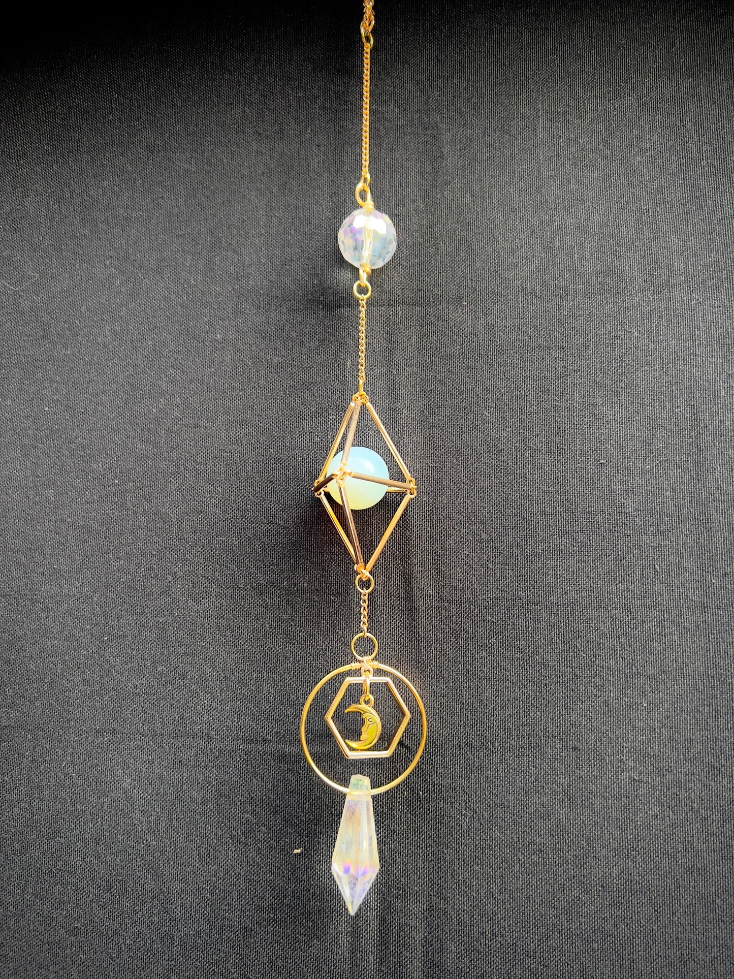 LUXE Charm - Gold Moon W/ Opalite