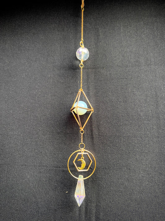 LUXE Charm - Gold Moon W/ Opalite